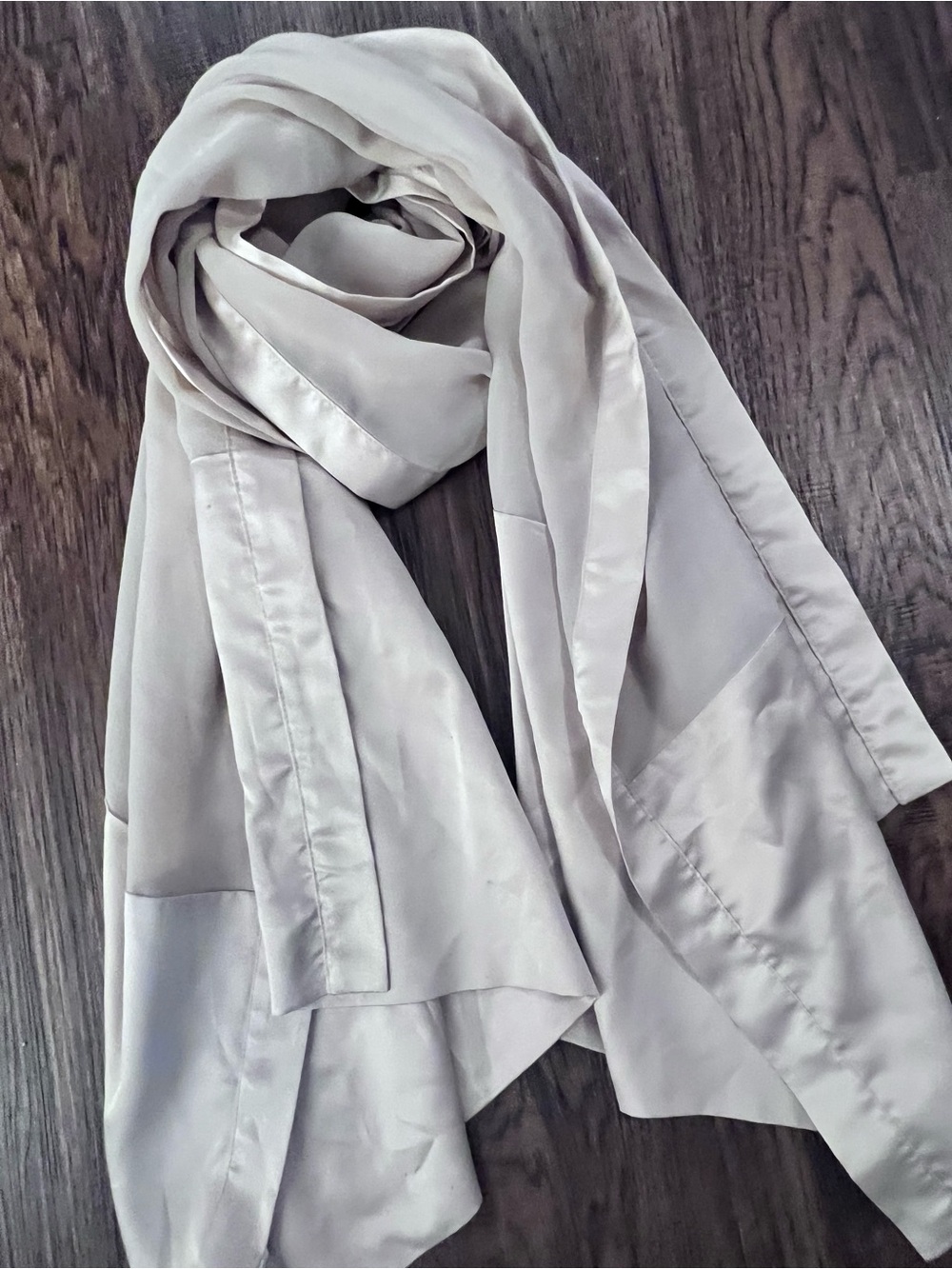 Light Beige Satin Scarf - Women Accessories 90s scar sheer